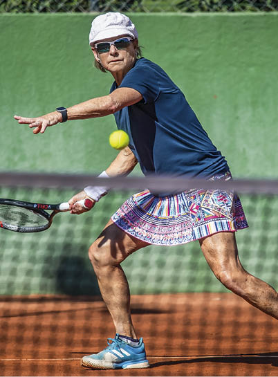 2021 ITF Super-Seniors World Individual Championships, Mallorca Carolyn Nichols (USA) (Photo by Daniel Kopatsch)
