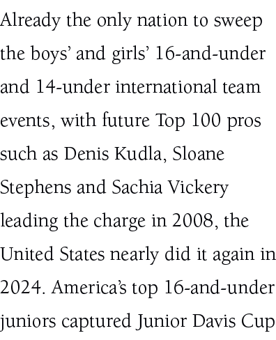 Already the only nation to sweep the boys’ and girls’ 16 and under and 14 under international team events, with futur...