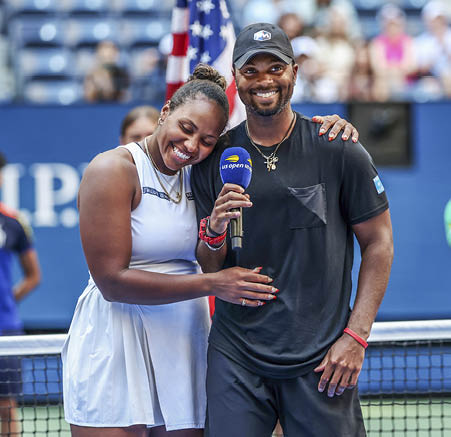 Taylor Townsend and Donald Young after a mixed doubles championship match at the 2024 US Open on Thursday, Sep. 5, 2024 in Flushing, NY. (Simon Bruty/USTA)