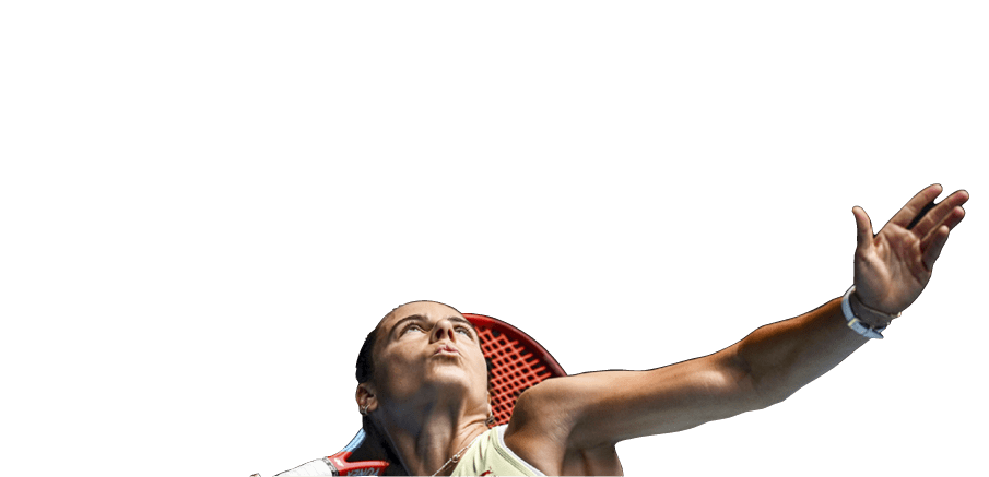MELBOURNE, AUSTRALIA - JANUARY 22: Emma Navarro of the United States serves against Iga Swiatek of Poland in the Women's Singles Quarterfinal during day 11 of the 2025 Australian Open at Melbourne Park on January 22, 2025 in Melbourne, Australia. (Photo by Hannah Peters/Getty Images)
