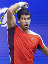 Carlos Alcaraz during a men's singles championship match at the 2022 US Open, Sunday, Sep. 11, 2022 in Flushing, NY. (Darren Carroll/USTA)