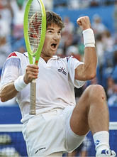Circa 1991 Jimmy Connors of the USA celebrates during the US Open in Flushing Meadow, New York, USA. \ Mandatory Credit: Allsport UK /Allsport [Via MerlinFTP Drop]