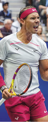 Rafael Nadal reacts to a play during a men's singles match at the 2022 US Open, Monday, Sep. 5, 2022 in Flushing, NY. (Garrett Ellwood/USTA)
