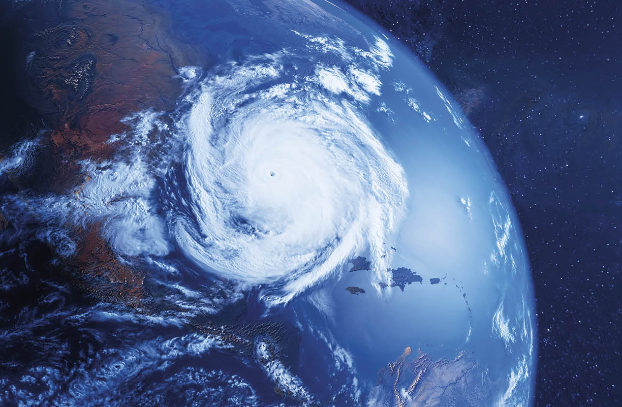 Satellite imagery captures Hurricane Helene swirling over Florida, USA, illustrating the massive storm's structure and impact on the region during its formation.