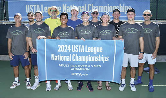 November 10, 2024 - (left to right) Michael Dixon, Bruno Alves, Alexandre Bourdiaux, Mike Moenter, Kevin Tran, Ryan Gelhaus, Patrick Chang, Paul Birdsong, Jordan Monosky, Matthew Schnell, Arseniy Sklyarov and Justin Work of the Florida section men’s team came in first place in the Adult 18 & Over 4.5 USTA League National Championship at the Surprise Tennis and Racquet Center in Surprise, Arizona.