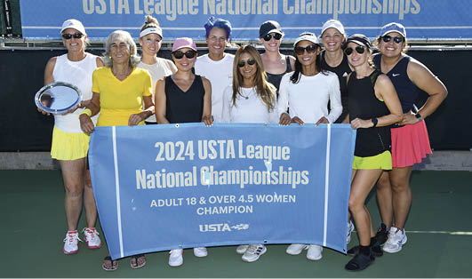 November 10, 2024 - (left to right) Jessica Datte, Marianne Dundon, Chandra Thomas, Bomy Hagopian, Noa Ramo-larios, Fenny Widjaja, Lena Derian, Christina Tudor and Nicole Goridkov of the Northern California section women’s team came in first place in the Adult 18 & Over 4.5 USTA League National Championship at the Surprise Tennis and Racquet Center in Surprise, Arizona.