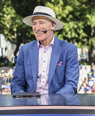 Jannik Sinner with Brad Gilbert, James Blake, and Chris McKendry during the ESPN post championship match interview at the 2024 US Open on Sunday, Sep. 8, 2024 in Flushing, NY. (Simon Bruty/USTA)