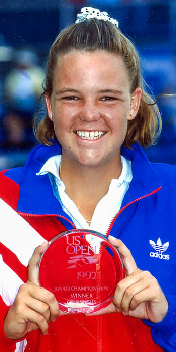 1992 US Open Lindsay Davenport with trophy after winning the junior singles championship at the National Tennis Center in Flushing, New York