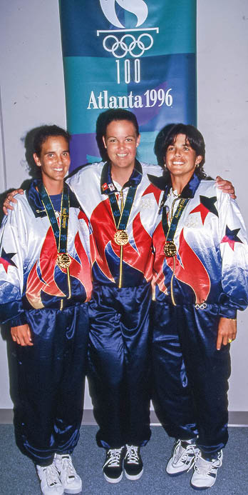 1996 Olympic Games Gold Medalists Mary Joe Fernandez, Lindsay Davenport, and Gigi Fernandez in Atlanta, Georgia
