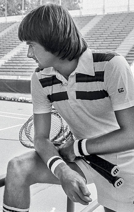 Black and white print of Jimmy Connors 1978 at the National Tennis Center in Flushing, NY