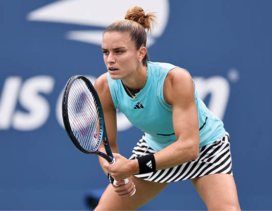 Maria Sakkari in action during a women's singles match at the 2023 US Open, Monday, Aug. 28, 2023 in Flushing, NY. (Dustin Satloff/USTA)