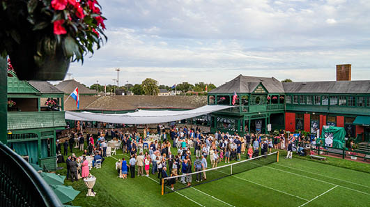 NEWPORT, RHODE ISLAND - JULY 22: Guests gather to celebrate the induction of 2023 Hall of Fame Inductees Rick Draney and Esther Vergeer at the International Tennis Hall of Fame on July 22, 2023 in Newport, Rhode Island. (Photo by Joe Buglewicz/Getty Images)