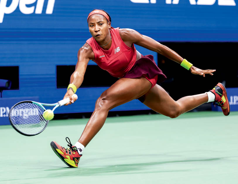 Coco Gauff in action during a women's singles championship match at the 2023 US Open, Saturday, Sep. 9, 2023 in Flushing, NY. (Simon Bruty/USTA)