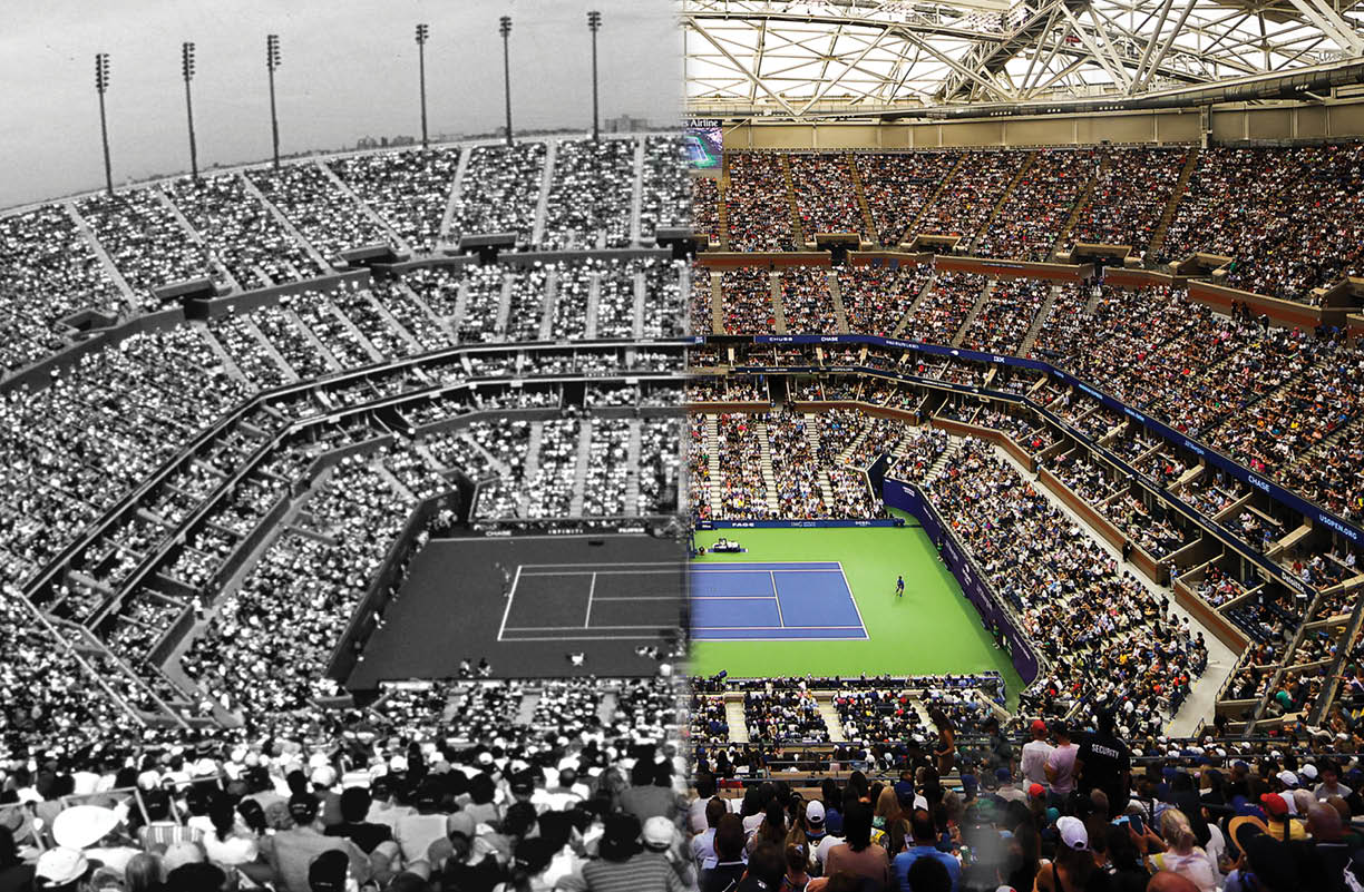 A wide view of Arthur Ashe Stadium during a men's singles championship match at the 2023 US Open, Sunday, Sep. 10, 2023 in Flushing, NY. (Dustin Satloff/USTA)