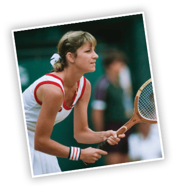 American tennis player Chris Evert-Lloyd competing at The Championships, Wimbledon, London, June-July 1982. (Photo by Tony Duffy/Getty Images)