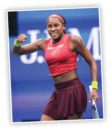 Coco Gauff reacts during a women's singles championship match at the 2023 US Open, Saturday, Sep. 9, 2023 in Flushing, NY. (Garrett Ellwood/USTA)