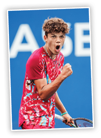 Darwin Blanch reacts during a junior boys' singles match at the 2023 US Open, Monday, Sep. 4, 2023 in Flushing, NY. (Manuela Davies/USTA)